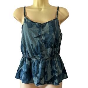 Arizona Jeans Co Blue Camouflage Print Camisole Blouse NWT Size Medium
